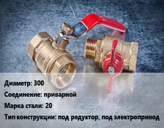 Кран металлический 300 приварной Сталь: 20 под редуктор, под электропривод